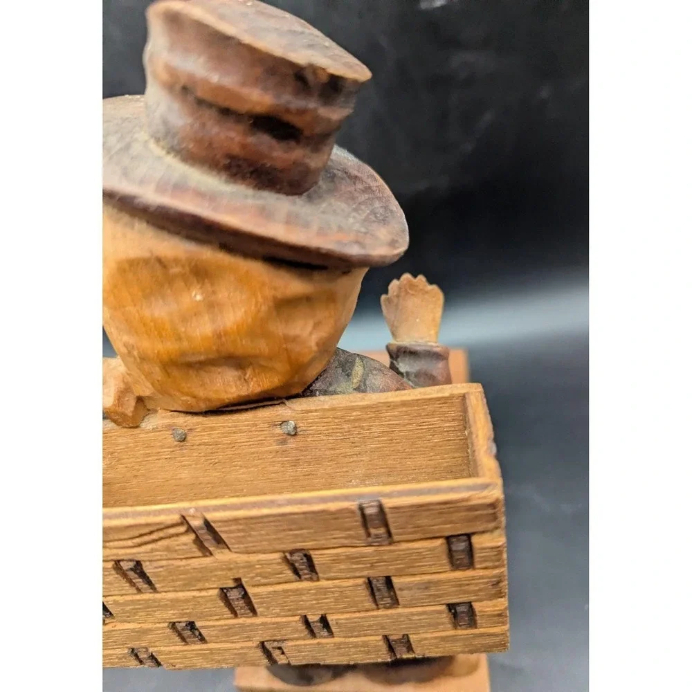 Vintage Hand Carved Wood Wooden Hobo In A Suit Pipe Holder